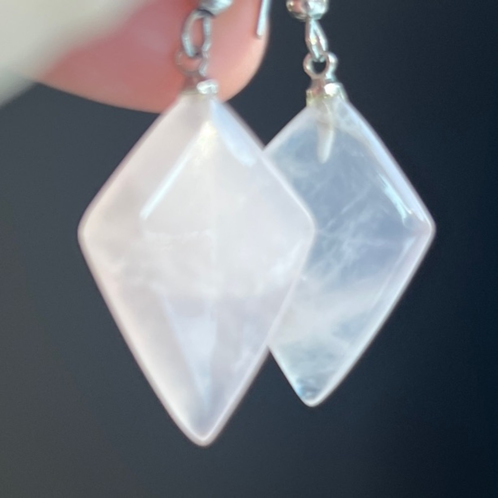 Chic Rose Quartz Dangle Earrings - Picture 2 of 4